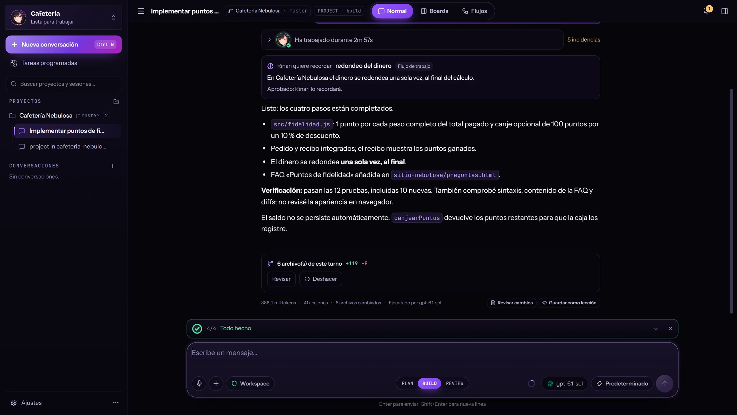 Lo construye. Pasan las 12 pruebas.