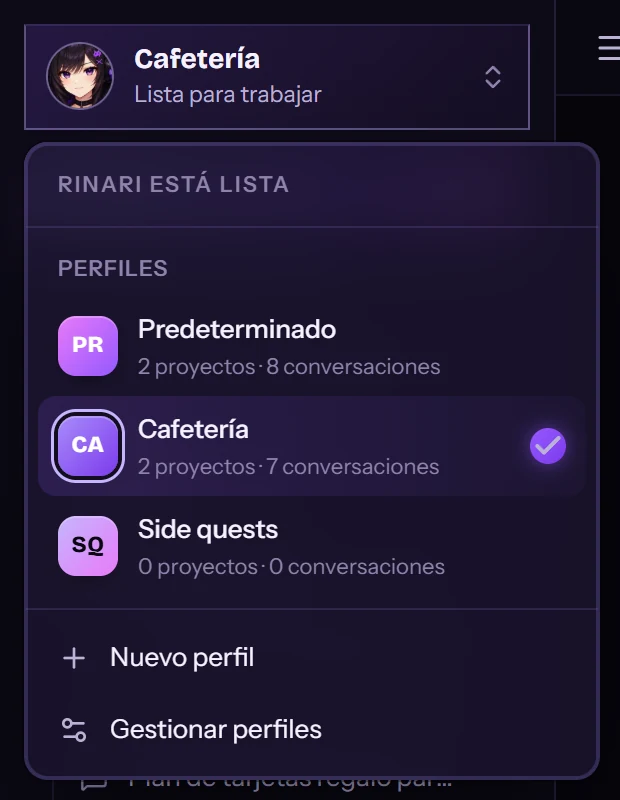 Los perfiles son espacios de trabajo.